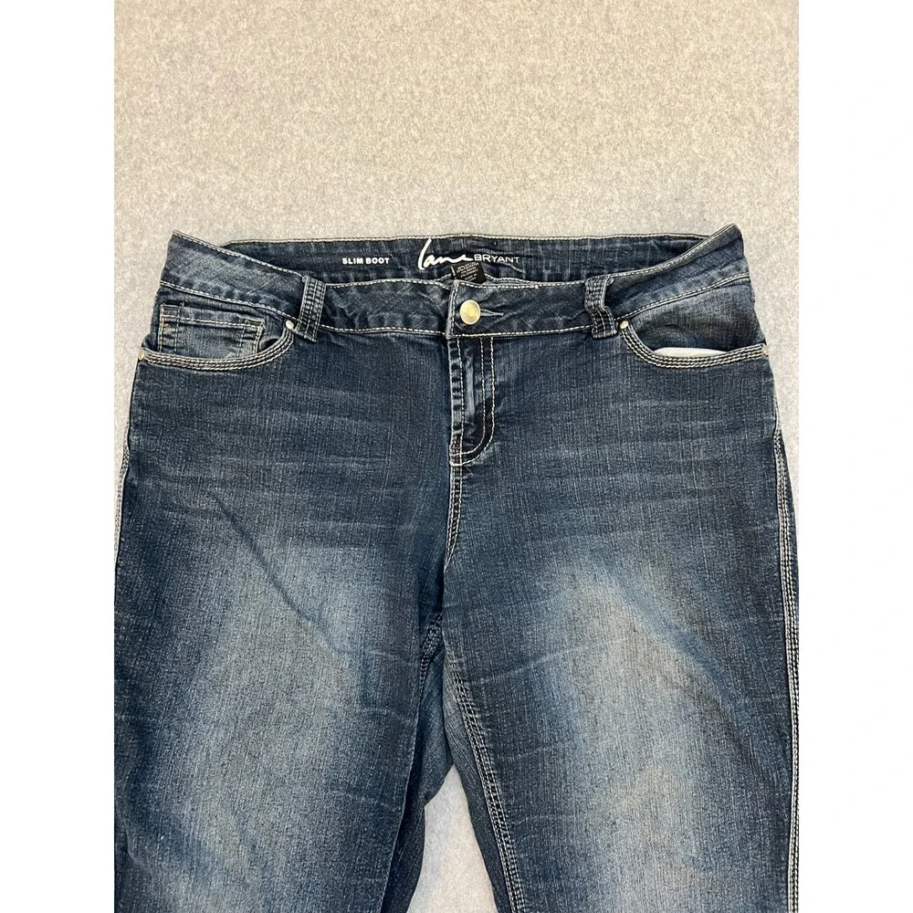 Lane Bryant Slim Bootcut Jeans Women's Plus 18 Blue Medium Wash Y2K Flap Pocket‎